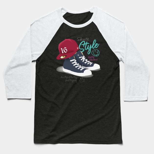 Skate Style Sneaker Baseball T-Shirt by Mako Design 